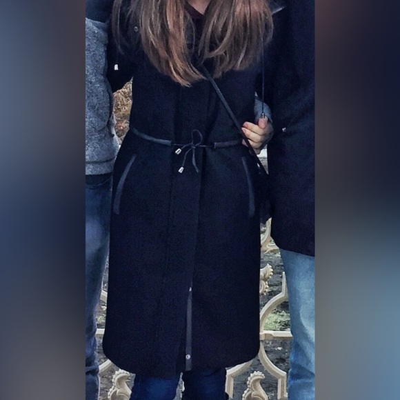 Mackage Black Wool & Leather Coat - Picture 1 of 6
